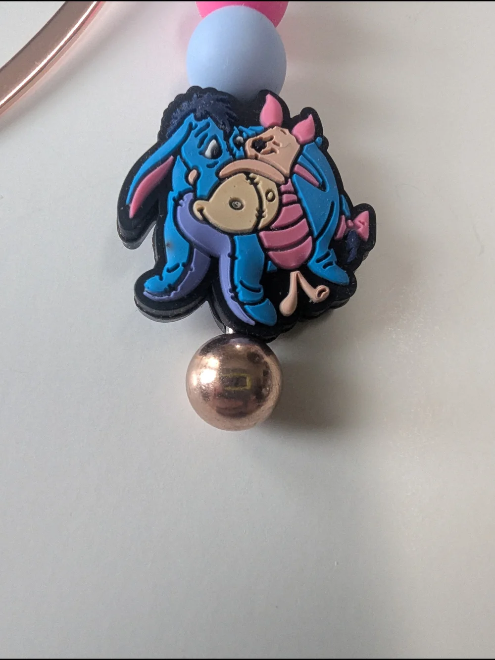 Handmade Disney Eeyore Piglet Bookmark Charm - Blue Pink NEW